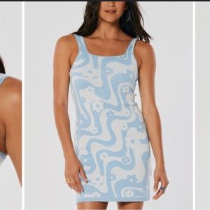 Sweater Knit Mini Dress in Light Blue print